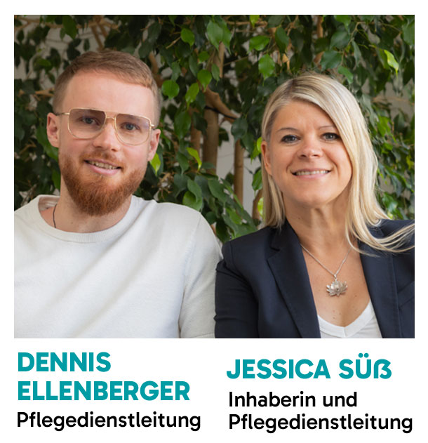 Foto: Dennis Ellenberger (Pflegedienstleitung) und Jessica Süß (In haberin und Pflegedienstleitung)